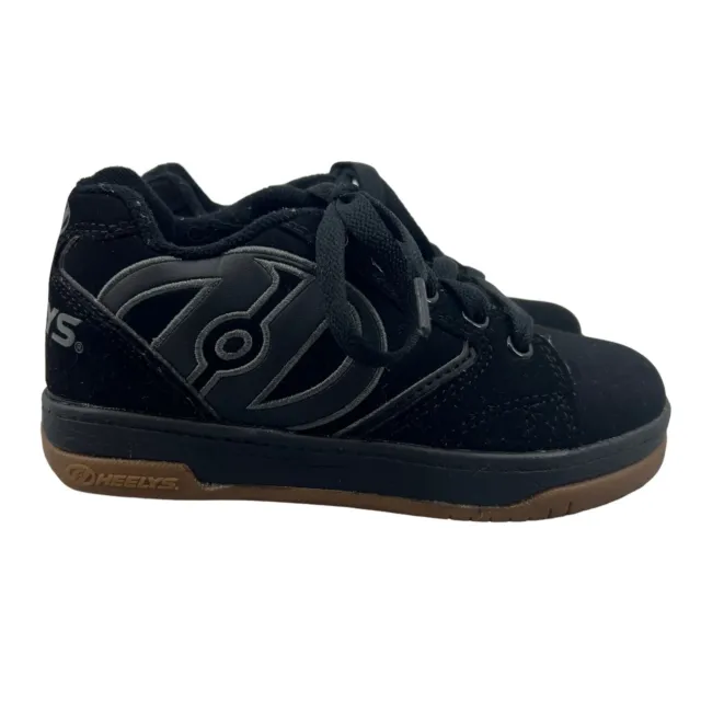 Heelys Propel 2.0 Skate Shoe Youth 13C Black Gum Synthetic Suede Removable Wheel