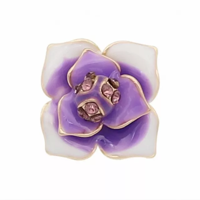 Snap Jewelry Mini 12mm Purple Enamel Flower 3D fits Petite Ginger Snaps Charms