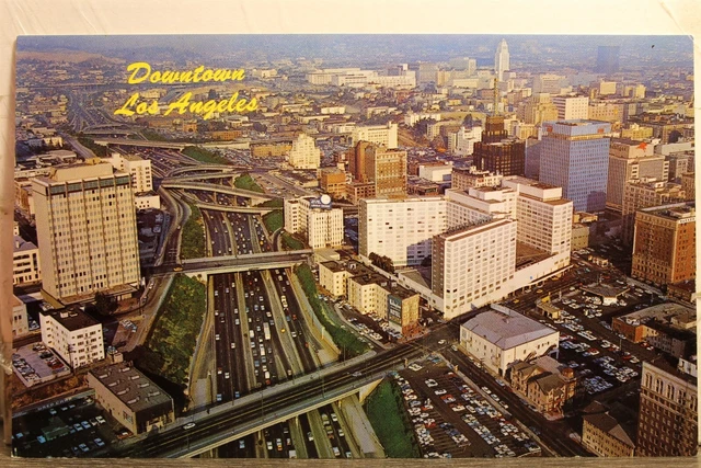 California CA Los Angeles Harbor Freeway Aerial Postcard Old Vintage Card View