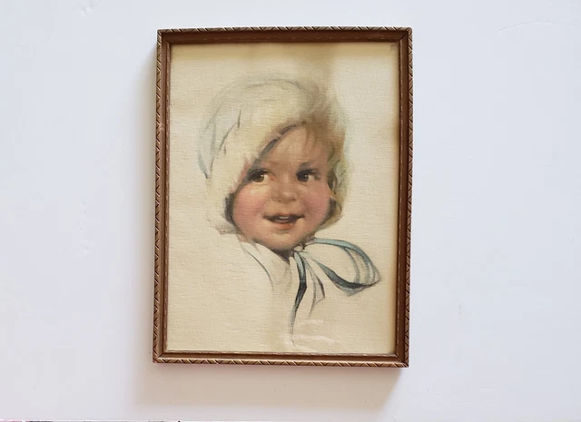 Vintage 1931 Golden State Evaporated Milk Baby Print Poster w/Frame 9.75"x 13"