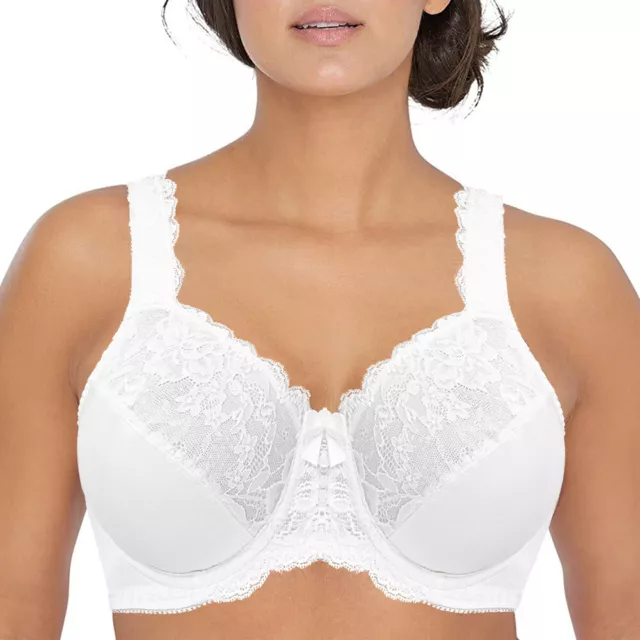 UK Ladies Floral Lace Bra Underwire Non Padded Soft Cup Full Coverage Bralette