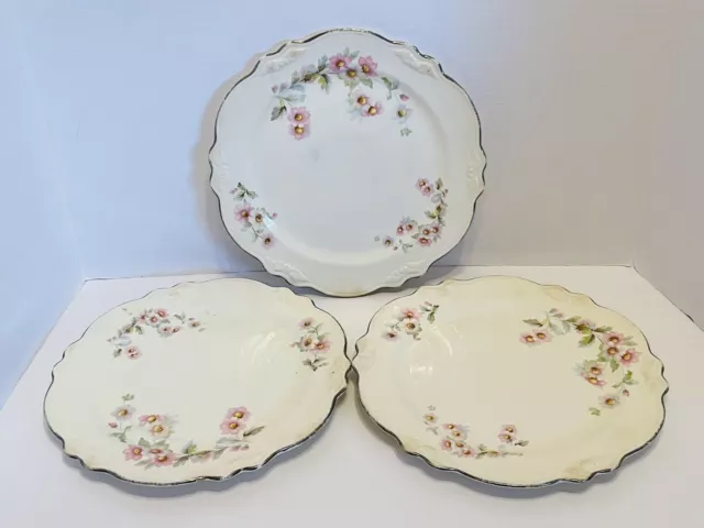 Homer Laughlin Virginia Rose JJ59 10 1/8" Dinner Plates Set of 3 Pink Floral