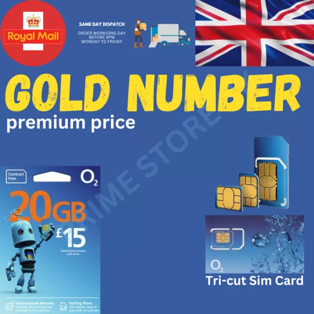 O2 Payg  Sim Card Gold Business VIP Favourite Numbers O2 Pay As You Go UK