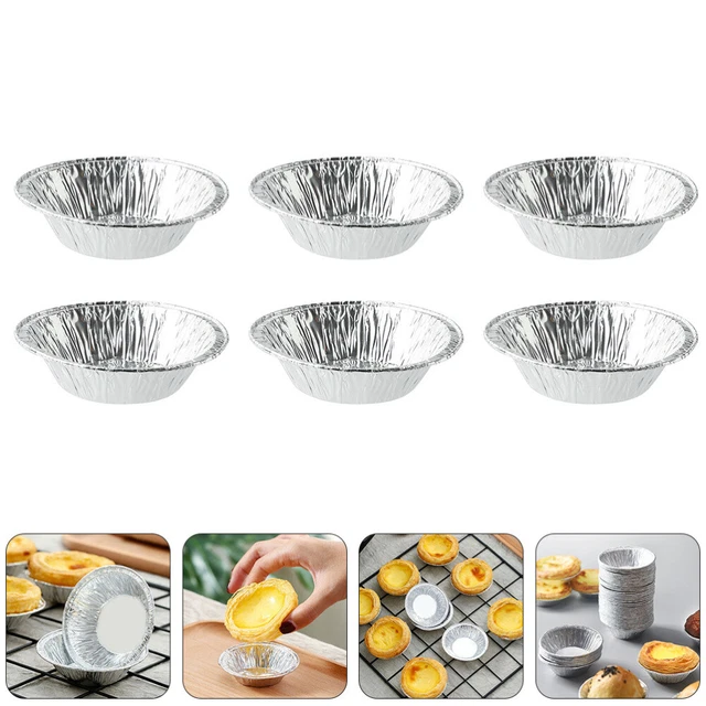 Pastel de huevos desechable papel de aluminio moldes desechables pastel de huevos de aluminio plateado
