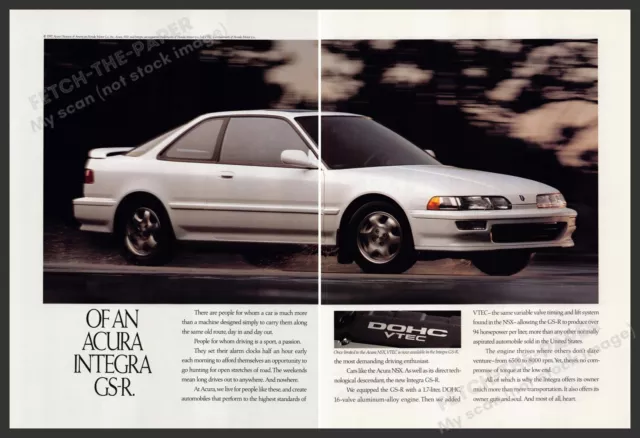 Acura Integra GS-R Car 1990s Print Advertisement (2 Page) 1992