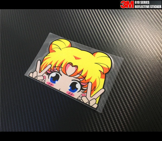 SAILOR MOON ANIME funny PEEKING window JDM Reflective Car Sticker 05