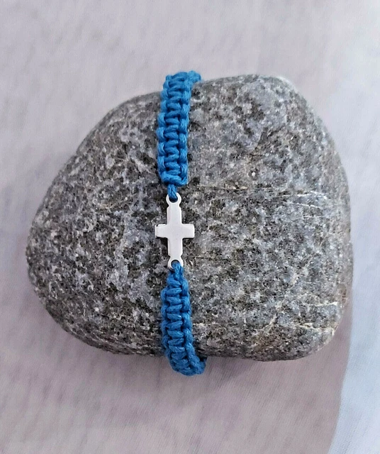 Bracelet Macramé Multicolore Avec Connecteur Trèfle - Coton Ciré Et Acier - Neuf Avec étiquettes