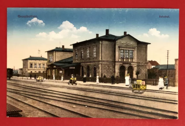 AK GROSSBOTHEN bei Grimma um 1910 Bahnhof Ansicht von der Gleisseite  ( 68200