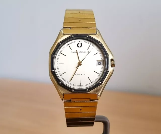 Vintage Charles Jourdan II gold dial, GP bracelet Swiss 6 jewel quartz watch