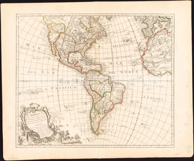 1754 Map| America| La America : dispuesta segun el Sistema de Mr. Hasius Profeso 3