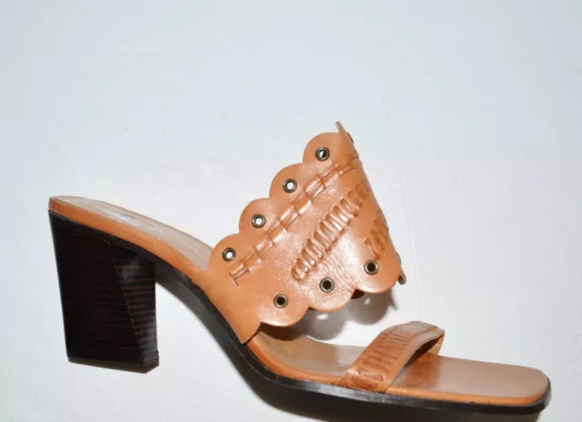 Enzo Angiolini New 8 M Light Brown Leather Slide Sandals