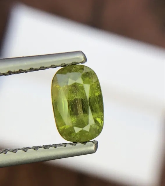 1.50 Ct Natural Sphene Titanite Olive Green Faceted Loose Gemstone from Pakistan