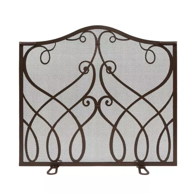 ACHLA DESIGNS Cypher Flat Fireplace Screen 34" H X 38" W, Wrought Iron 1-Panel