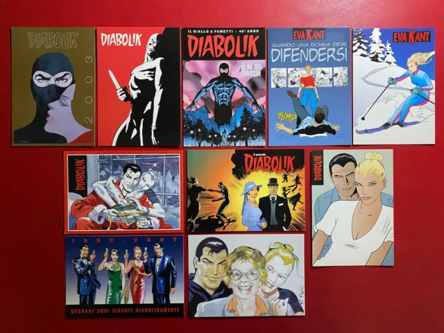 Lotto 10 Cartoline DIABOLIK - EVA KANT Postcard Promocard Fumetto