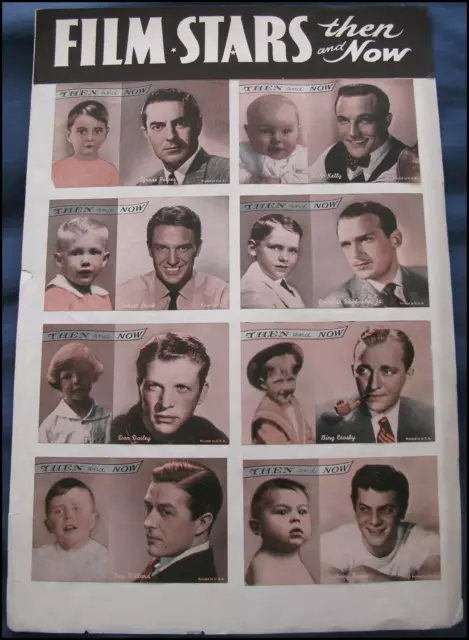 Vintage 1950s Era Film Stars Photo Collage Tony Curtis Ray Milland Bing Crosby