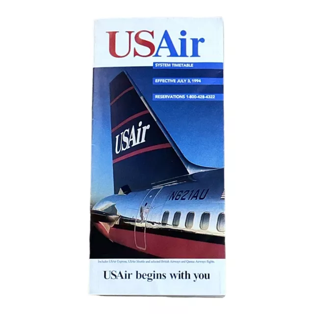 US Air System Timetable Brochure Pamphlet July 3 1994 Vintage