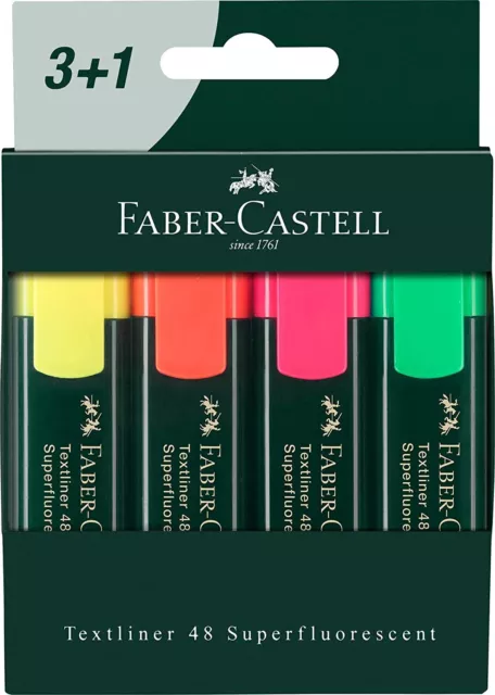 Faber Castell 254831 - Textmarker TEXTLINER 48 Refill, 4er Etui Leuchtstift
