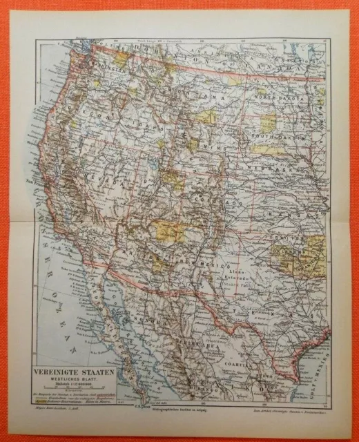 Vereinigte Staaten USA West und Ost  3 historische Landkarten  von 1897