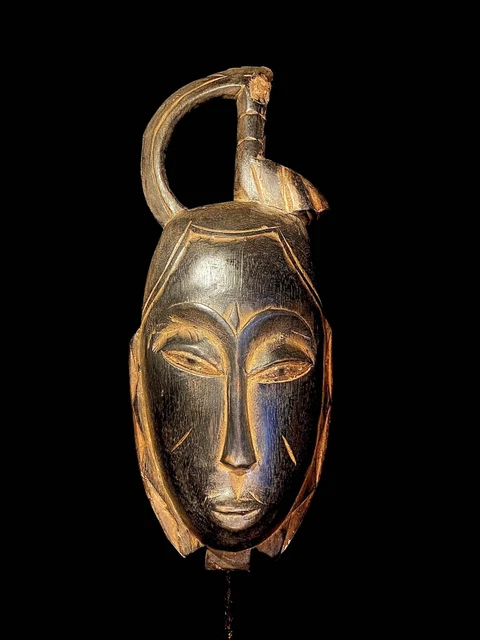 African Tribal Face Mask Wood Hand Carved Vintage Wall Hanging GUROMask-4389