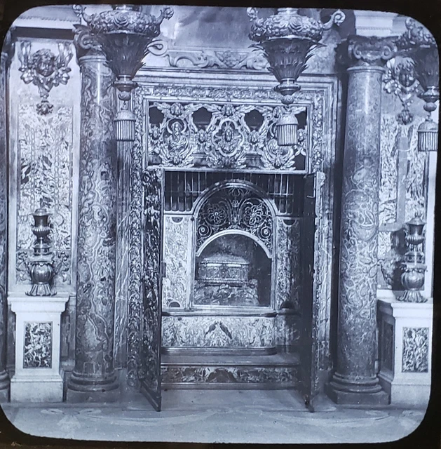 Confessional and Tomb of St. Peter, Rome, c1910's Magic Lantern Glass Slide