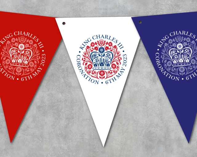 Emblema Oficial Rey Carlos III Coronación Fiesta Bunting Celebración