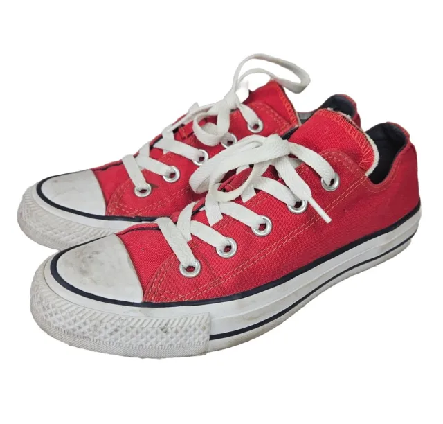 Converse All Star Mens 4 Womens 6 Chuck Taylor Red Canvas Low Top 2 Tongue