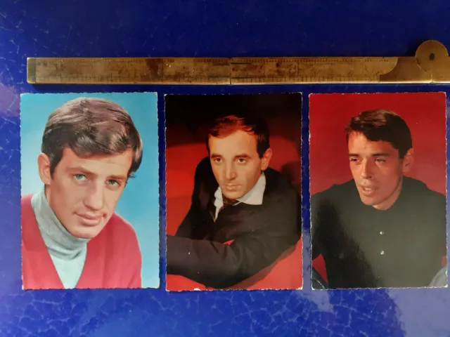Three vintage Sam Levin PC Belmondo Brel & Aznavour