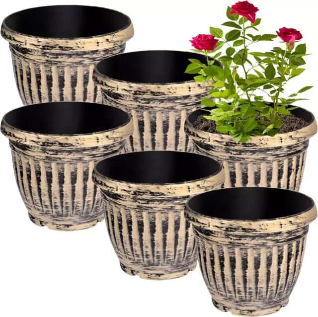 6.5 Inch Retro Plant Pots Set 6 Pcs Vintage Flower Pot with Drainage Hole Flower