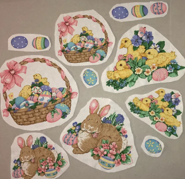 Vintage Lot of Easter Fabric Appliques Bunnies Bunny Chicks Easter Basket Eggs