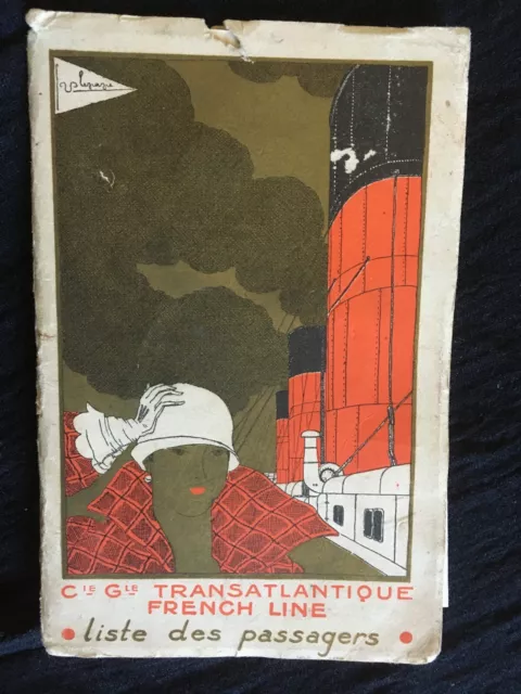 GEORGES LEPAPE - LISTE DES PASSAGERS paquebot De Grasse Cie Transatlantique 1926