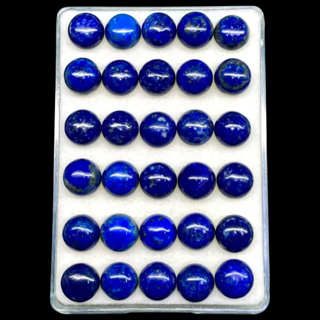 30 Pcs Natural Untreated Lapis Lazuli 10mm Round Loose Cabochon Gemstones Lot