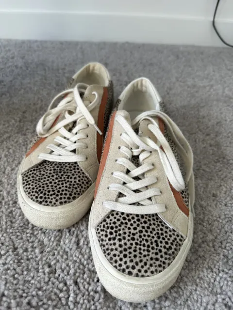 Madewell Sidewalk Low-Top Sneakers in Spotted Calf Hair Women’s Sz 8.5 Leather