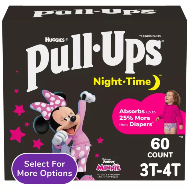 Pull-Ups Girls' Night-Time Training Pants, 3T-4T (32-40 lbs), 60 Ct