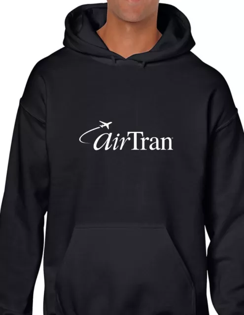 AirTran Air Tran Airways White Logo US Airline Black Hoodie Hooded Sweatshirt