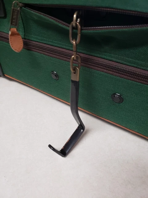 LL Bean Hutton Suitcase Luggage Green Canvas Leather Full Size Rolling Wheels 11