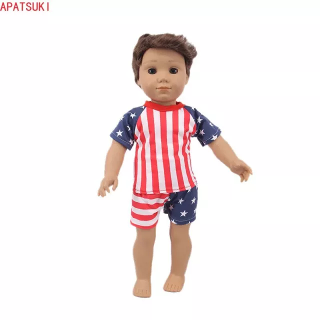 Red Blue Flag Fashion Doll Clothes Set For 18" American Boy Girl Doll Outfits