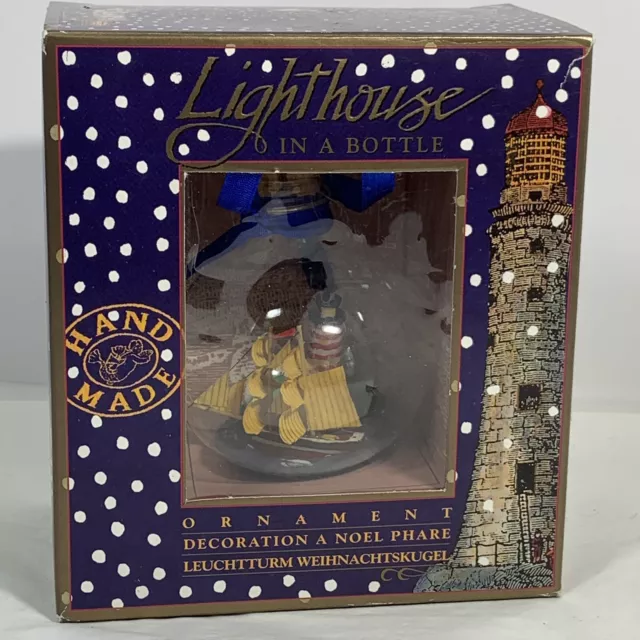Lighthouse In A Bottle Christmas Ornament West Quoddy Head Maine Model Ship