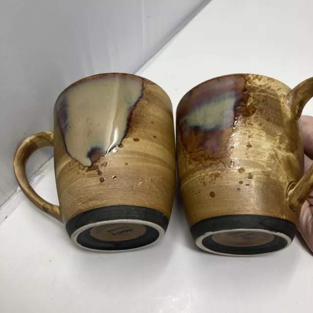 Sango Splash Cup Coffee Tea Mug 4951 Set of 2 Stoneware Brown Glaze Unique Item