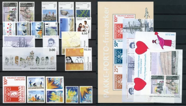 Greenland Year Set 2007 MNH Complete w/ Parcel Post Block and Self Adhesives