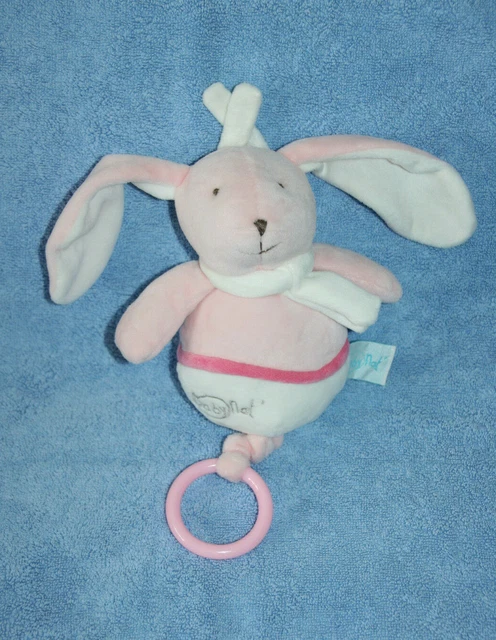 Babynat Baby Nat Doudou Lapin Musical Blanc Rose Bn033 Layette Etat Neuf