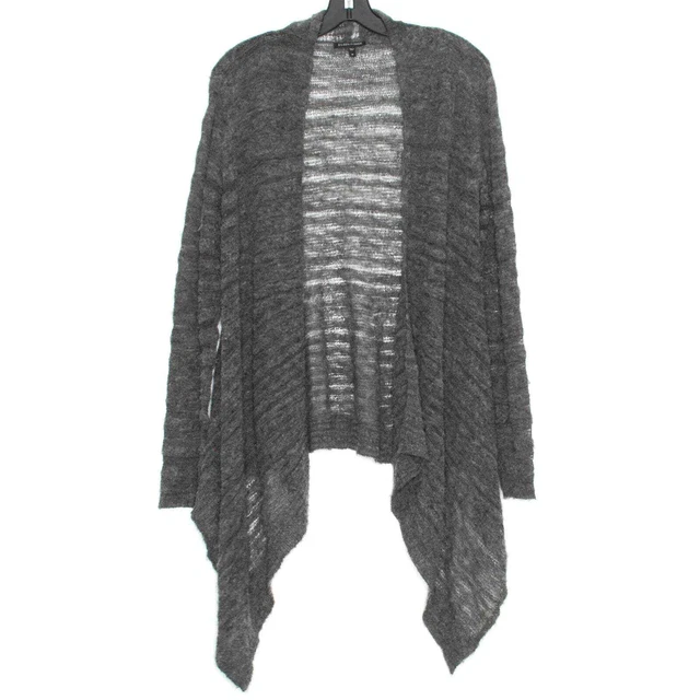 Eileen Fisher Womens Cardigan Sweater Baby Alpaca Wool Open Front Gray Medium JD