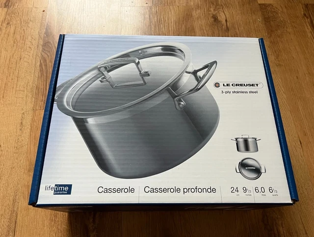 Cazuela de acero inoxidable Le Creuset olla 24 cm totalmente nueva 
