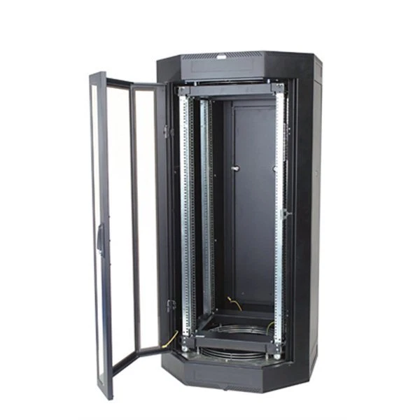 BAIE 19'' 32U 6X10 PORTE VITR NOIRE 4 MONTANTS +ROUL+VER+VIS