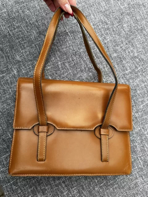 Goldpfeil Handtasche braun Echt Leder Umhängetasche gut Vintage