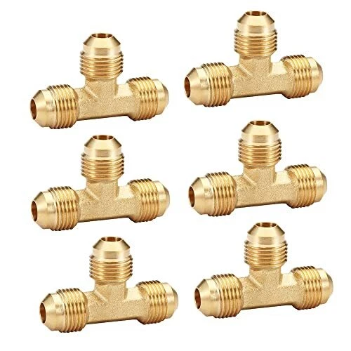 Brass Tube Tee Gas Fitting Gas Connector Flare Fitting Brass Tee 1/2&qu...