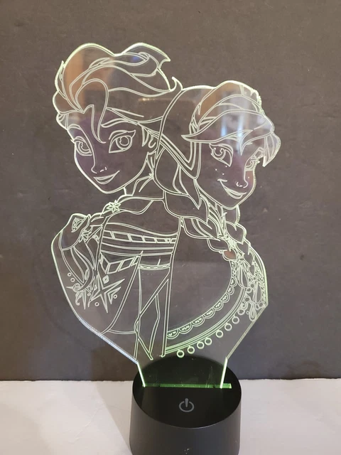 Disney Anna & Elsa Frozen 3-D Nightlight Acrylic 7 Colors