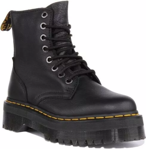 DR MARTENS Jadon III Unisex 8 Occhiello Plateau Pelle Stivali Nero Misura UK 3-