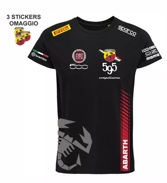 Tshirt nera ABARTH 595 pista COMPETIZIONE esseesse FIAT 500 + 3 sti
