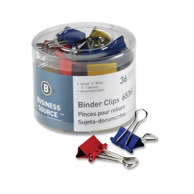 Business Source Small Binder Clips- Pack of 36 - Assorted Colors (65361)