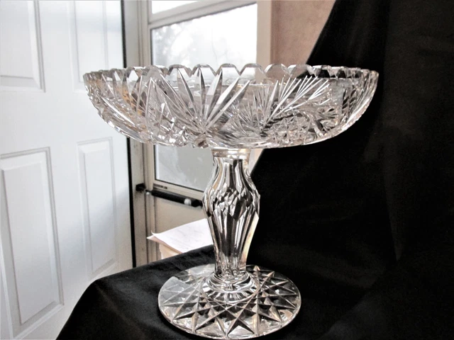 American Brilliant Large Comport with Extra Fine Stem